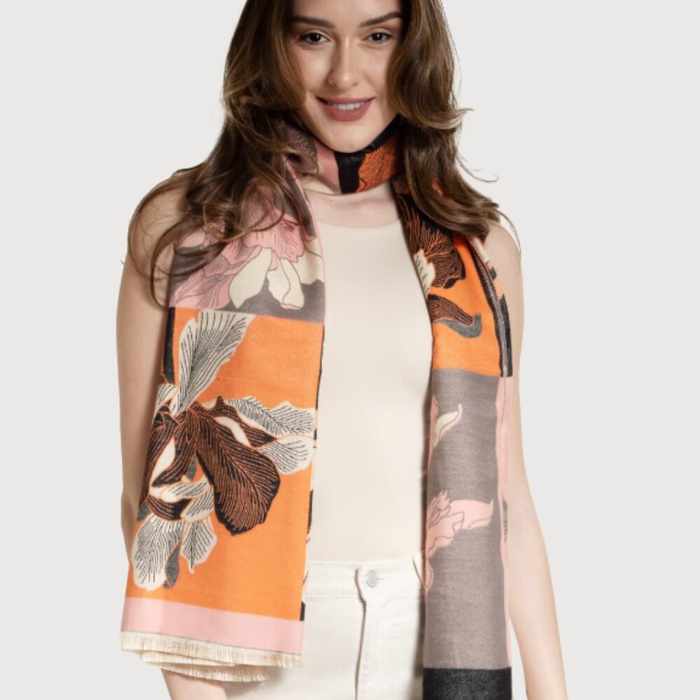 SAACHI Floral Reversible Scarf - Picture 5 of 9